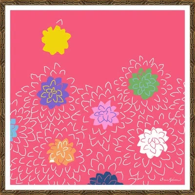 Soicher Marin 'chrysanthemums' By Dana Gibson - Picture Frame Painting On Paper In Pink