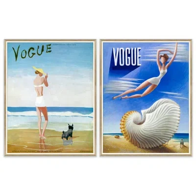Soicher Marin Conde Nast 'vogue Magazine' - 2 Piece Picture Frame Advertisements Set On Paper In Blue