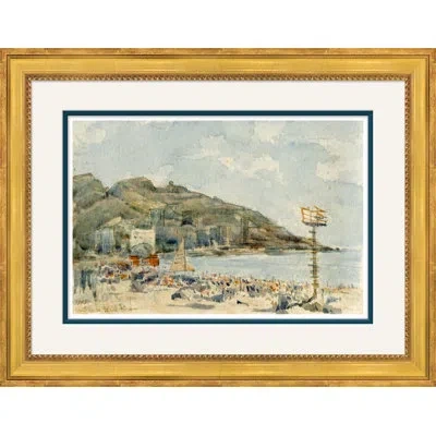 Soicher Marin 'cote D'azur' - Picture Frame Painting On Paper In Gold,white
