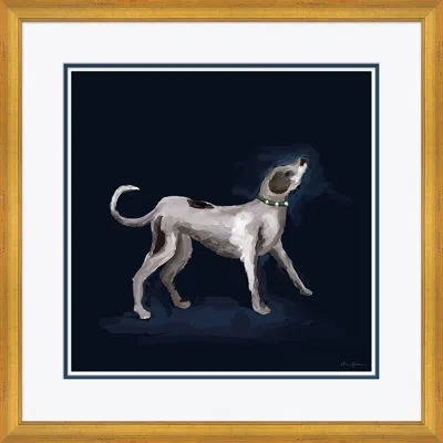 Soicher Marin Courtly Pup By Dana Gibson - Picture Frame Painting On Paper In Blue