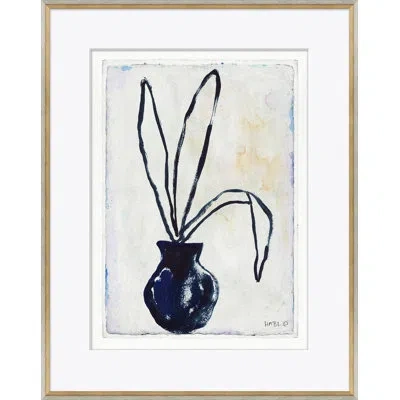 Soicher Marin Courtyard Plant By Susan Hable - Picture Frame Painting On Paper In Blue;black;white