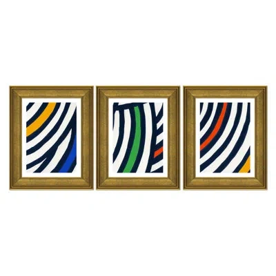 Soicher Marin 'crest, Arc & Sweep' By Susan Hable - 3 Piece Picture Frame Painting Set On Paper In Brown