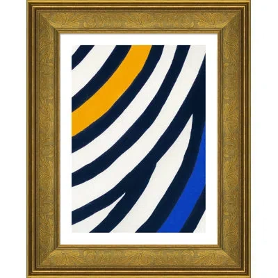 Soicher Marin Crest By Susan Hable - Picture Frame Painting On Paper In Blue;black;white;orange
