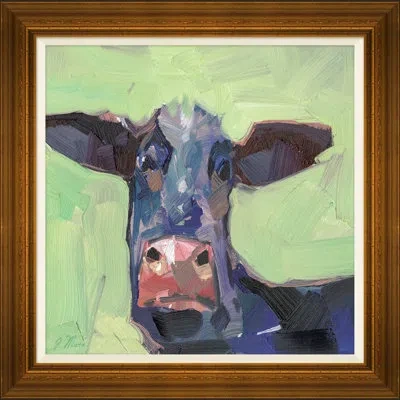 Soicher Marin Curious Cow By Joseph Mota - Picture Frame Painting In Multi