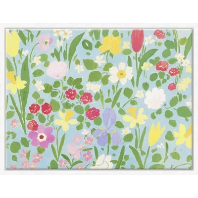 Soicher Marin Daffodils (var. 2) By Paule Marrot - Floater Frame Painting In Green