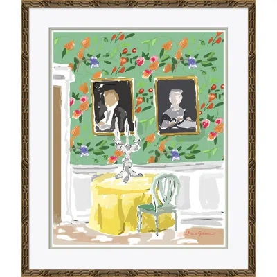 Soicher Marin Dana Gibson 'afternoon' - Picture Frame Painting On Paper In Green;gray;yellow;orange