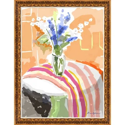 Soicher Marin Delphiniums By Dana Gibson - Picture Frame Painting On Paper In White;orange
