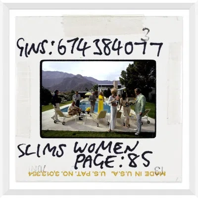 Soicher Marin Desert House Party - Slide By Slim Aarons - Picture Frame Photograph On Paper In White