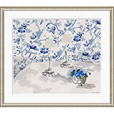 Soicher Marin Dinner Party By Dana Gibson - Picture Frame Painting Print In Blue;gray