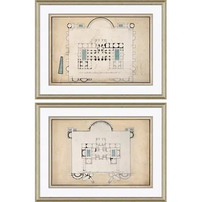 Soicher Marin Dioclesian Baths I & Ii By David Phoenix - Picture Frame Graphic Art On Paper In Metallic