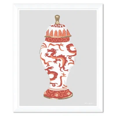 Soicher Marin Dragon Jar In Orange By Dana Gibson - Picture Frame Graphic Art In Red