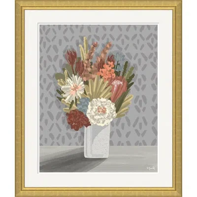 Soicher Marin Earthly Bloom By Yuki Osada - Single Picture Frame Painting In Blue;green;gray;red