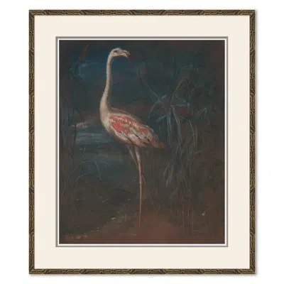Soicher Marin Elegant Flamingo - Picture Frame Painting On Paper In Brown;beige;dark Blue