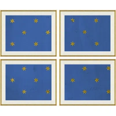 Soicher Marin Etoile - Blue I-iv By Paule Marrot - 4 Piece Single Picture Frame Print Set