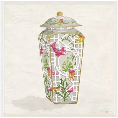 Soicher Marin Fish Bowl Jar In Pink By Dana Gibson - Picture Frame Painting In Green;gray;pink