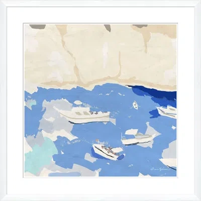 Soicher Marin 'fishing Bay Late' By Dana Gibson - Picture Frame Painting On Paper In Blue;tan;white Lacquer