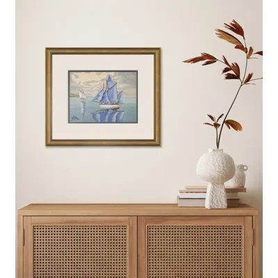 Soicher Marin Fishing Boat, 1940 - Single Picture Frame Painting In Blue;gray;ivory