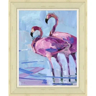 Soicher Marin Flamingos By Joseph Mota - Picture Frame Painting In White Framed Canvas