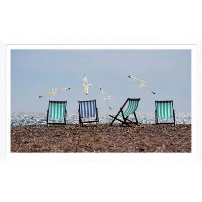 Soicher Marin 'four Chairs And Four Seagulls' - Picture Frame Photograph Print On Paper In Blue;black;white