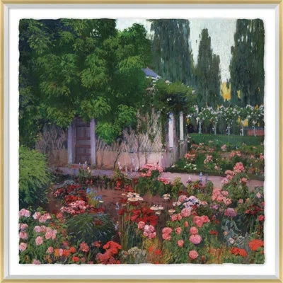 Soicher Marin 'giardino Fiorito Park Garden' - Picture Frame Painting In Green;red;beige;pink