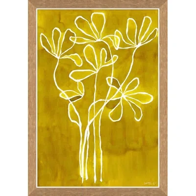 Soicher Marin 'golden Rod Ii' By Susan Hable Picture Frame Painting In White;gold