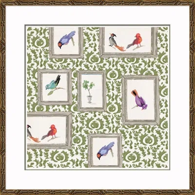 Soicher Marin Grackle I' By Dana Gibson Picture Frame Painting In White;green;gray;purple