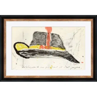 Soicher Marin Hat Tip - Picture Frame Painting On Paper In Beige;yellow;faded Black