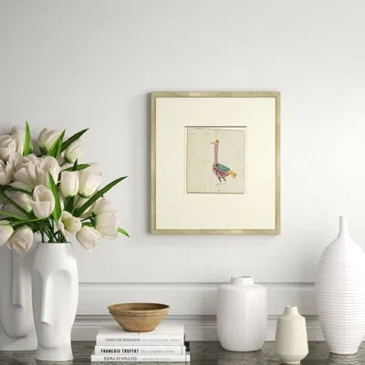 Soicher Marin 'high Stepping Bird - Mennonite Ledger Drawing' Picture Frame Painting On Paper In Brown