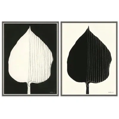 Soicher Marin Hosta I & Ii By Susan Hable - 2 Piece Picture Frame Graphic Art On Paper In Black;beige