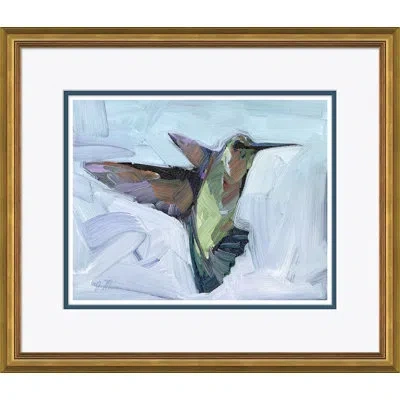 Soicher Marin Hummingbird By Joseph Mota - Picture Frame Painting In Black;green;light Blue
