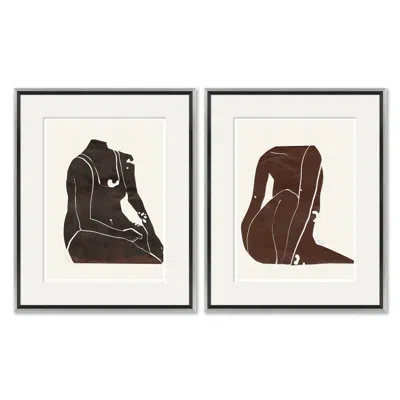 Soicher Marin Impasto I & Ii - 2 Piece Single Picture Frame Painting Set In Brown