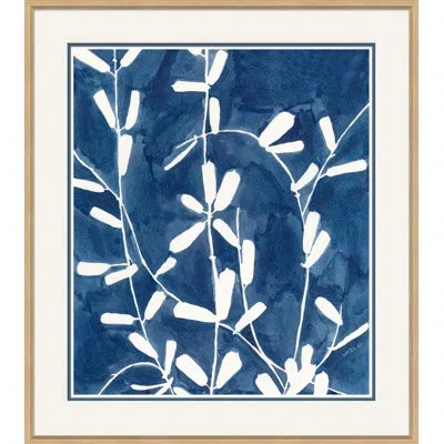 Soicher Marin 'indigo Paddleleaf' By Susan Hable - Picture Frame Painting On Paper In Blue