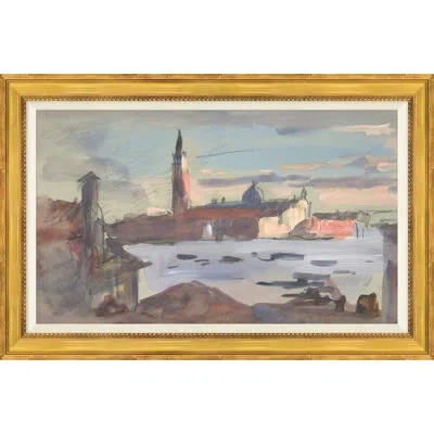 Soicher Marin Italian Watercolor - Picture Frame Painting In Blue;brown;gray