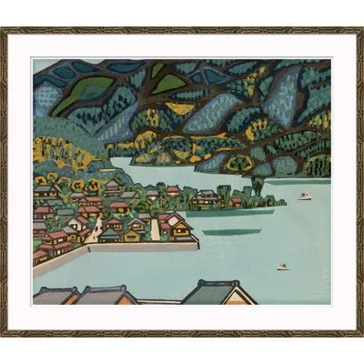 Soicher Marin 'japanese Wood Block' - Picture Frame Painting On Paper In Blue;green;yellow
