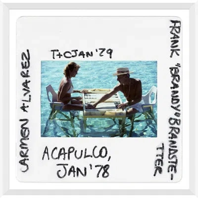 Soicher Marin 'keep Your Cool - Slide' By Slim Aarons - Picture Frame Photograph On Paper In Blue