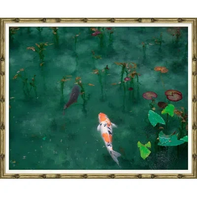 Soicher Marin 'koi Fish Pond' - Picture Frame Graphic Art On Paper In Green