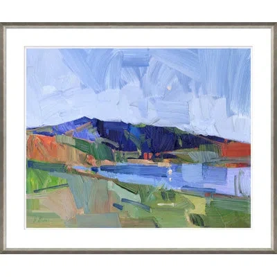 Soicher Marin Lakeside Landscape By Joseph Mota - Picture Frame Painting In Silver Framed Paper