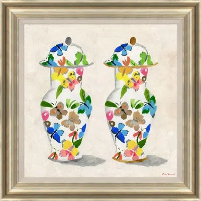 Soicher Marin Lepidoptera Jars By Dana Gibson - Picture Frame Painting Print In Blue;green;pink