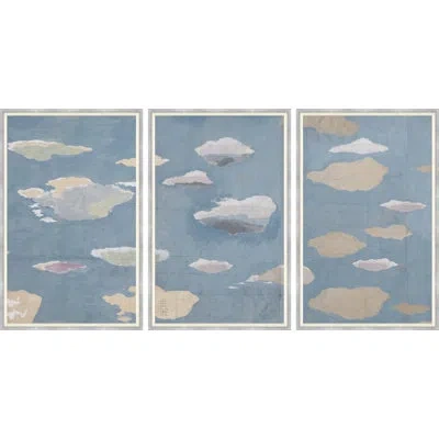 Soicher Marin Les Nuages I-iii (var. 1) By Paule Marrot - 3 Piece Single Picture Frame Print In Blue