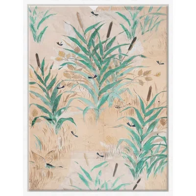 Soicher Marin Les Roseaux (var. 2) By Paule Marrot - Floater Frame Painting In Tan