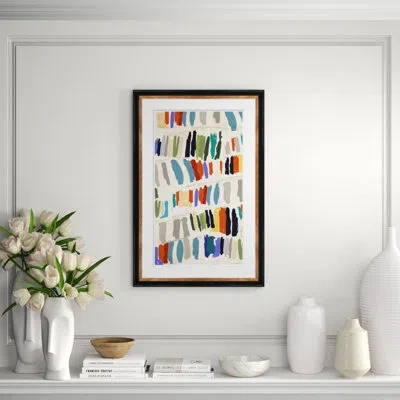 Soicher Marin Library, Blue By Dana Gibson - Picture Frame Painting On Paper In Blue;brown;gray