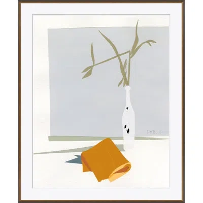 Soicher Marin 'linens' By Susan Hable - Picture Frame Painting On Paper In Black;white;gray;orange