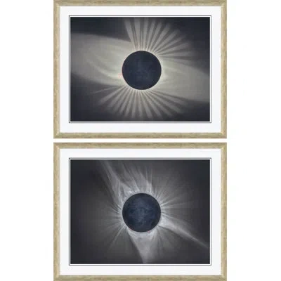 Soicher Marin Luna & Total Eclipse By David Phoenix - 2 Piece Picture Frame Photograph Set On Paper In Black;gray