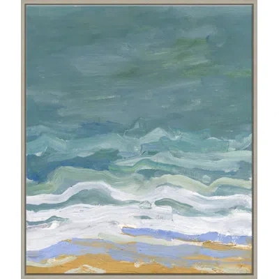 Soicher Marin 'making Waves Ii' - Floater Frame Painting On Canvas In Blue;brown;white