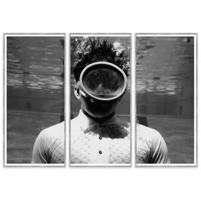 Soicher Marin Man Underwater' By Leonard Nones- 3 Piece Picture Frame Photograph Set On Paper In Black;white