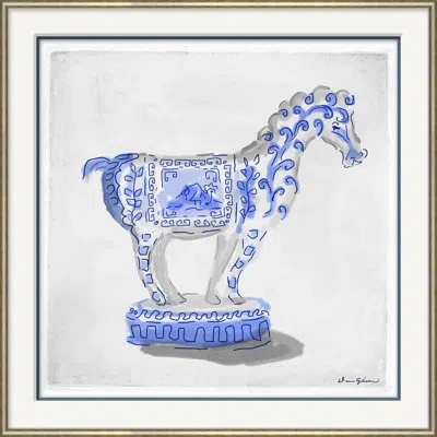 Soicher Marin 'manchu East' By Dana Gibson - Picture Frame Painting On Paper In Blue