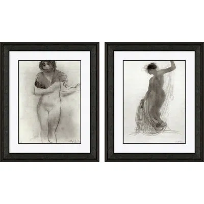 Soicher Marin Mary & Anne By David Phoenix - Picture Frame Drawing Print Set On Paper In Black