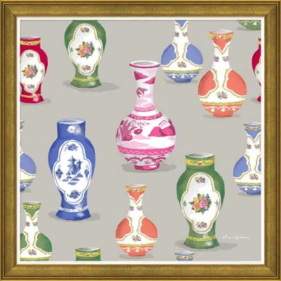 Soicher Marin Meissen By Dana Gibson - Picture Frame Painting On Paper In Blue;green;gray