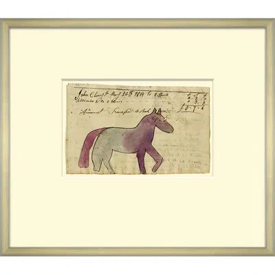 Soicher Marin 'mennonite Drawing, Purple Horse' Picture Framed Graphic Art In Yellow
