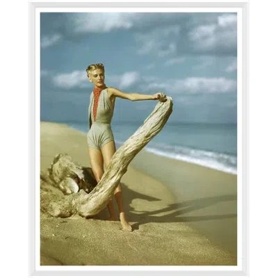 Soicher Marin Model On Beach By Serge Balkin - Picture Frame Graphic Art On Paper In Multi